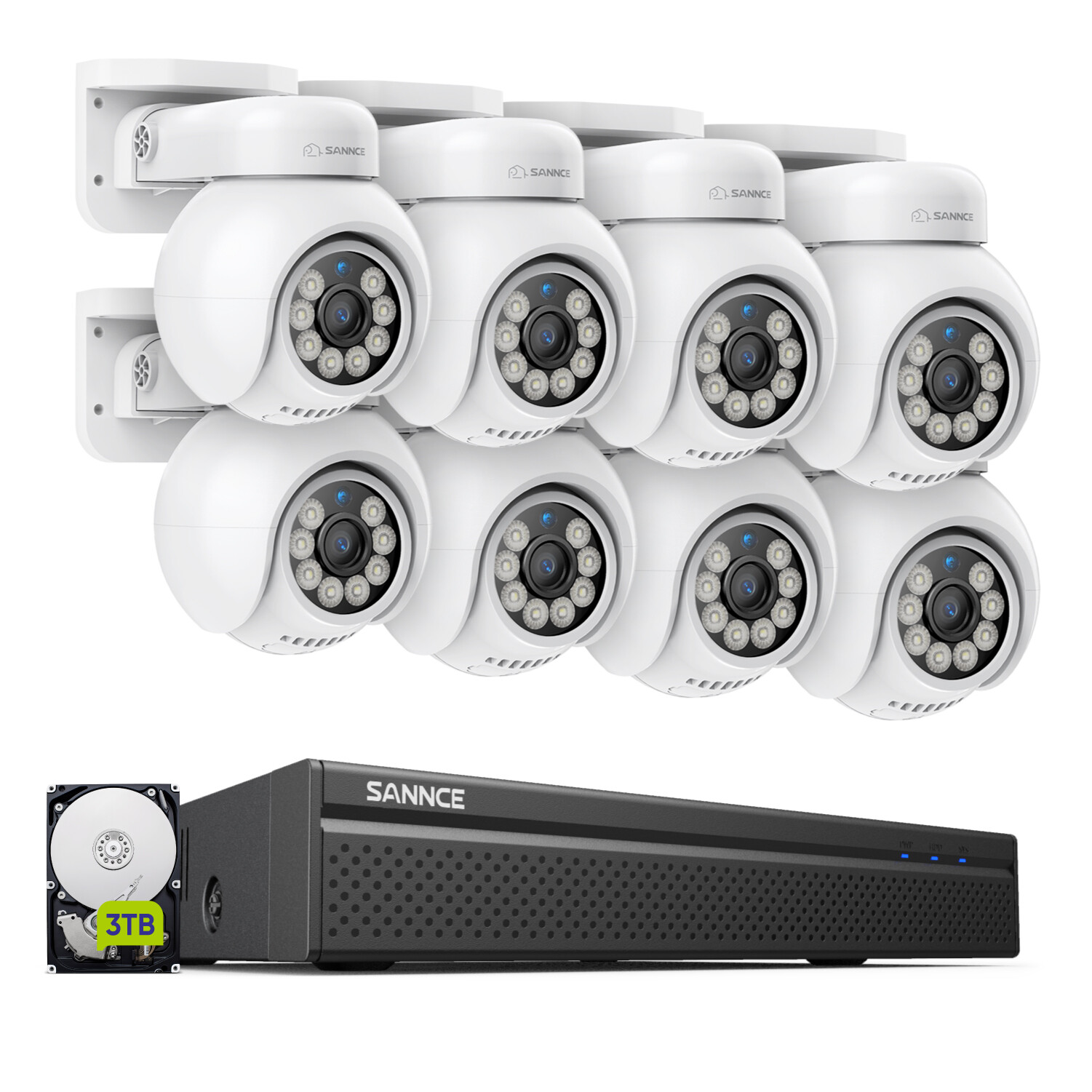 SANNCE 8CH 4K NVR 8MP Two Way Audio POE PT Security Camera System AI Detection