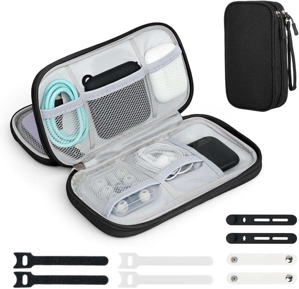 Travel Essentials Electronics Organizer, Double Layers Cable Organizer Bag for 3