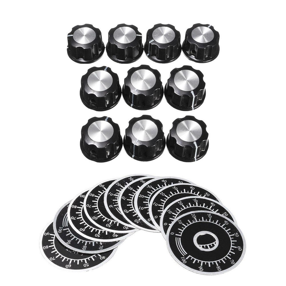 New Useful Rotary Potentiometer Knobs Plastic 10PCS/kit Accessories Black