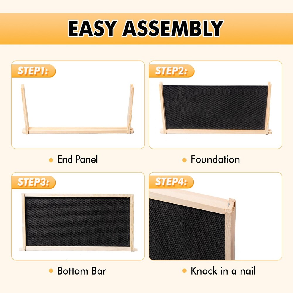 Deep Brood Bee Frames and Wax Foundations,10 Pack Honey Beehive Frames with B...