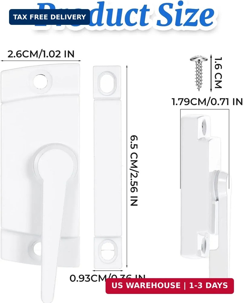 2 Pack Window Sash Locks Window Latches Replacement Cam Action White Window-Lock