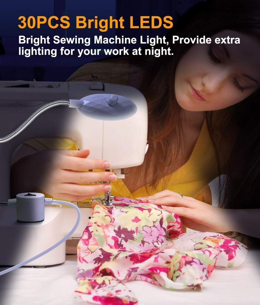 Sewing Machine Light with Rotation and Dimmable, Portable Work Light with Fle...