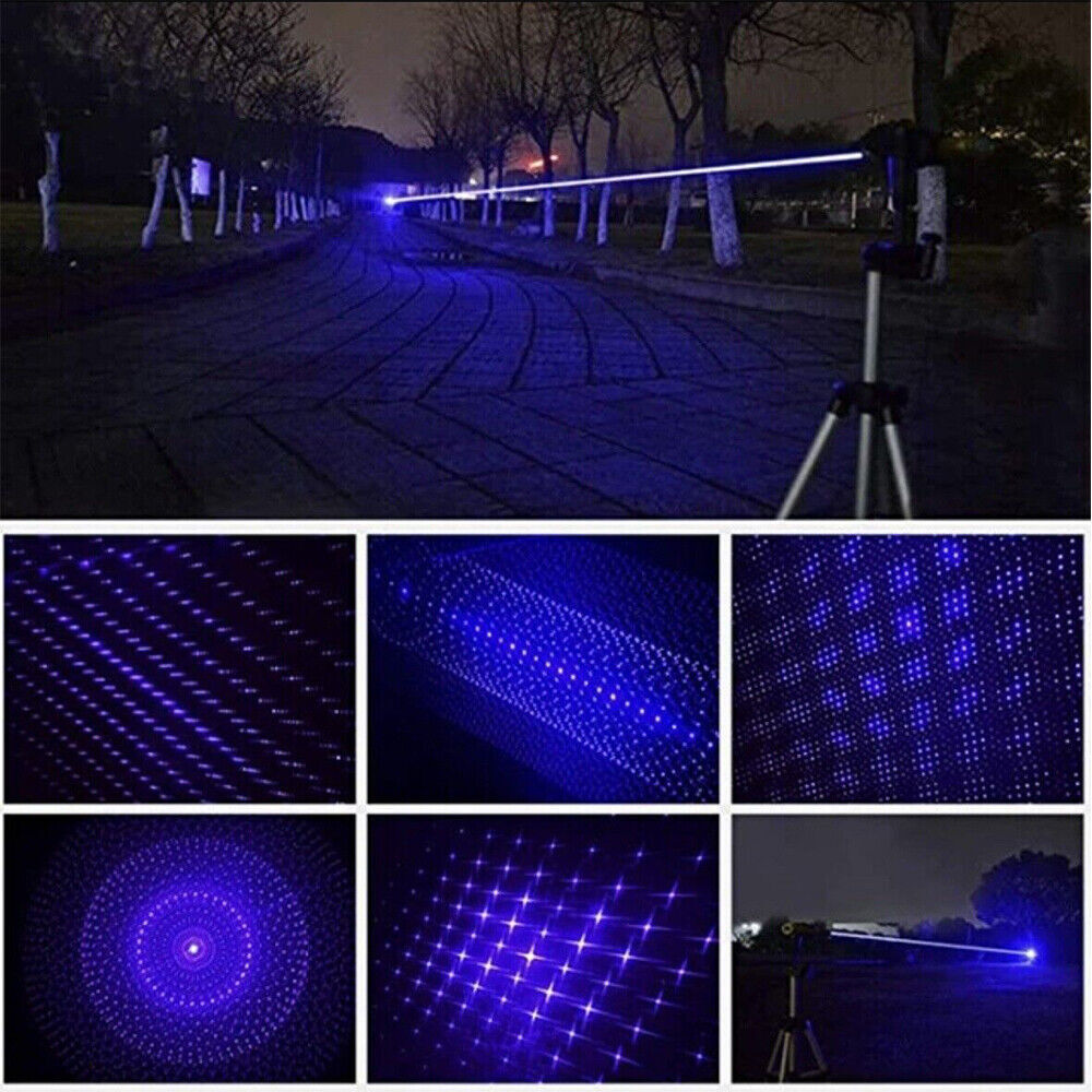 10Watt Adjustable High Power Blue Burning Laser Pointer Visible Dot Torch Light
