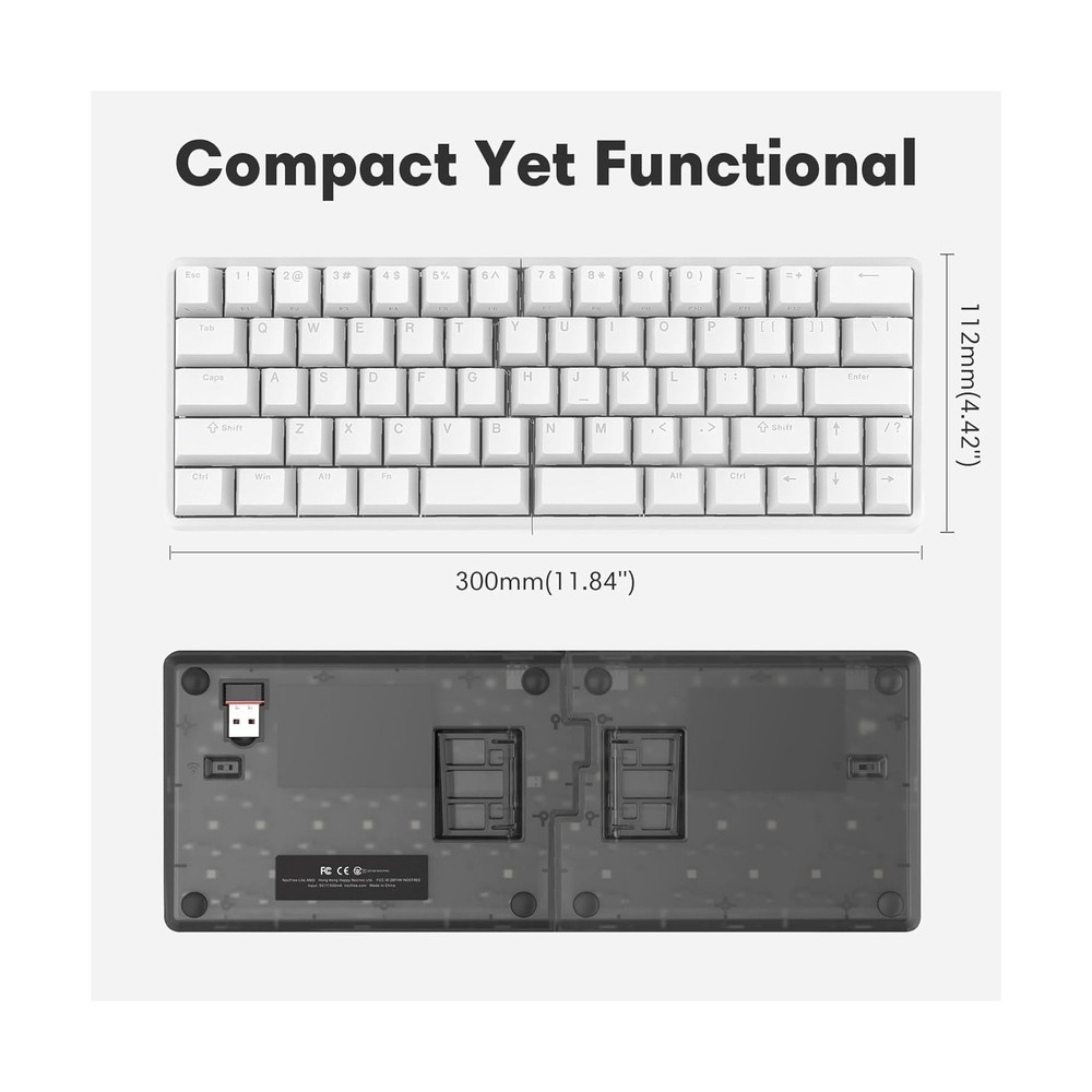 Lite: Wireless Ergonomic Split Mechanical Keyboard Hot Swappable, Compact 60%...