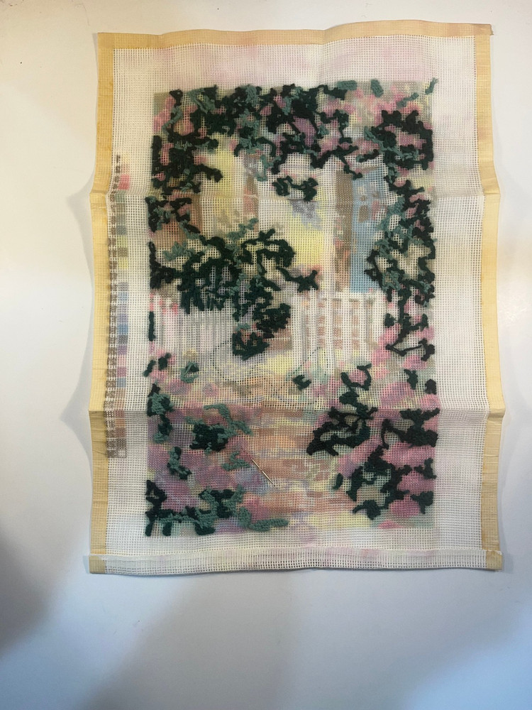 Bucilla Needlepoint Kit #4662 "Garden Gate" - Started