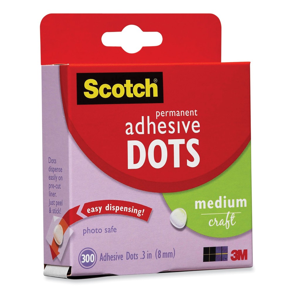 Scotch Permanent Adhesive Dots Medium Craft .3" 300/Pkg