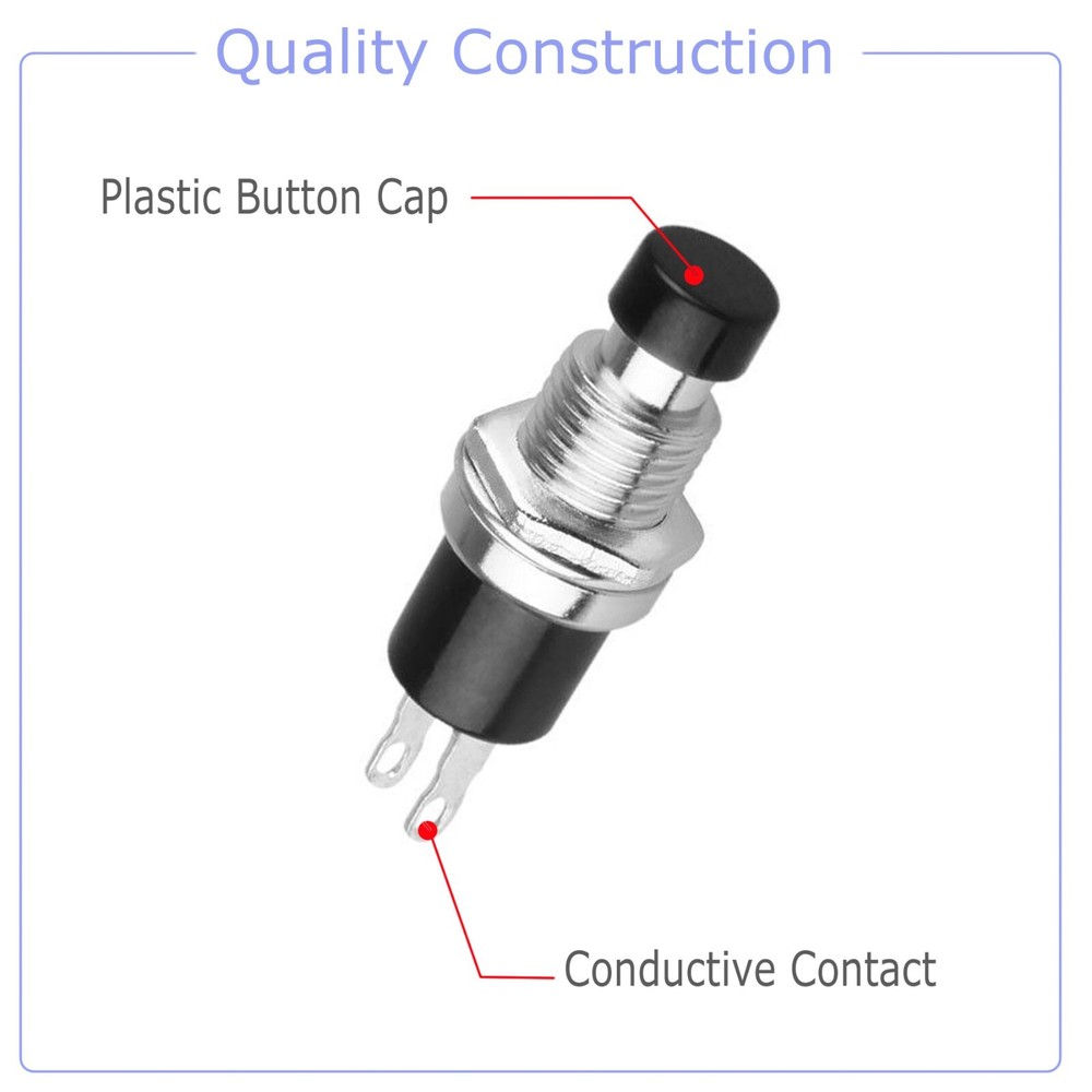 12Pcs Universal 1A 250V AC 2 Pins SPST Momentary Push Button On Off Micro Switch