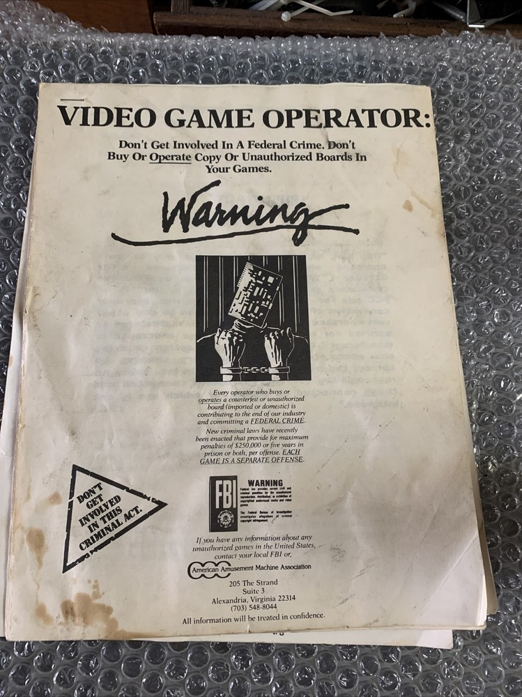 Original  ARCADE  GAME  owners manual Atomic Boy