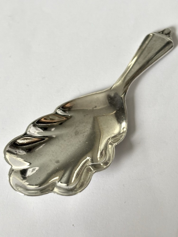 George V Silver Caddy Spoon Leaf Shaped Bow Birmingham 1930