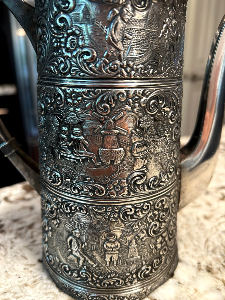 RARE Antique BARBOUR Repousse Silverplate Coffee Tea Pot #3155