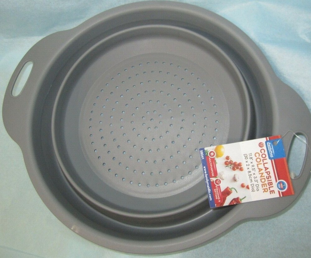 Easy Storage Folding Kitchen , Camping Strainer Collapsible Colander gray