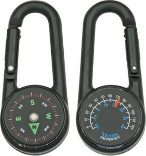Explorer Compass Thermometer Carabiner Black Face Casing