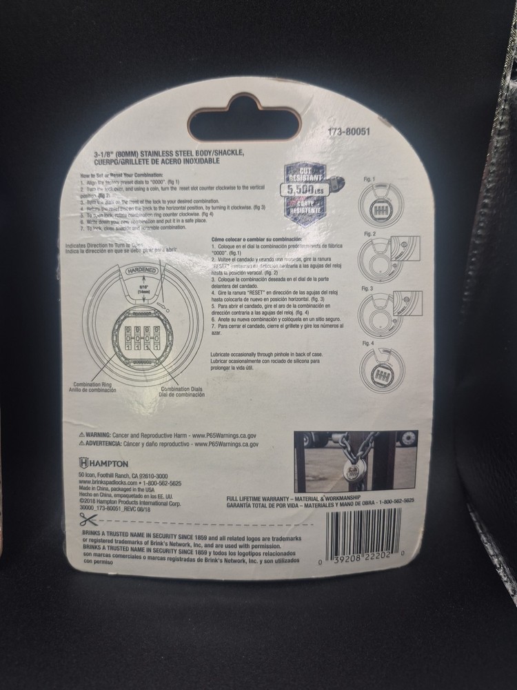 (2) BRINKS 173-80051 Combination lock, Steel 80mm Resettable Lock High Security