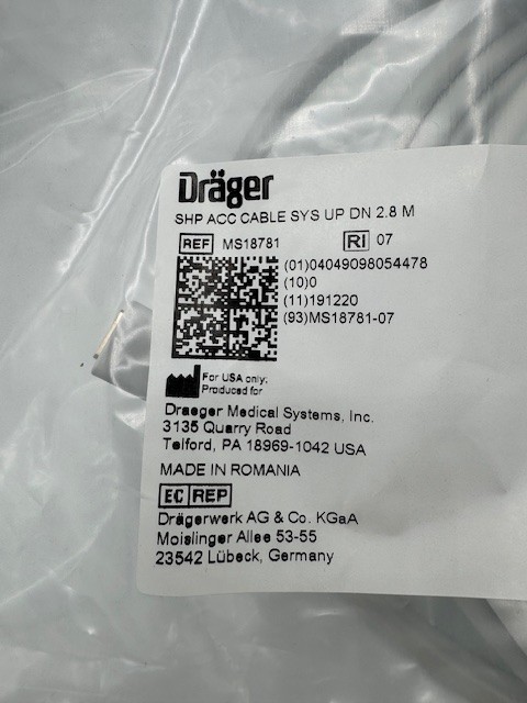 Drager SHP ACC Cable SYS Up DN 2.8m MS18781