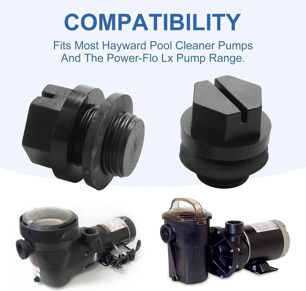 4-Pack Pipe Plug with Gasket Replacement for Hayward Pool Pumps - Durable & Easy
