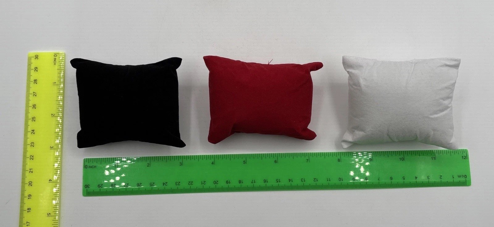 Watch Display Pillows Set of 3 Red & Black Velvet & White Felt Jewelry Cushion