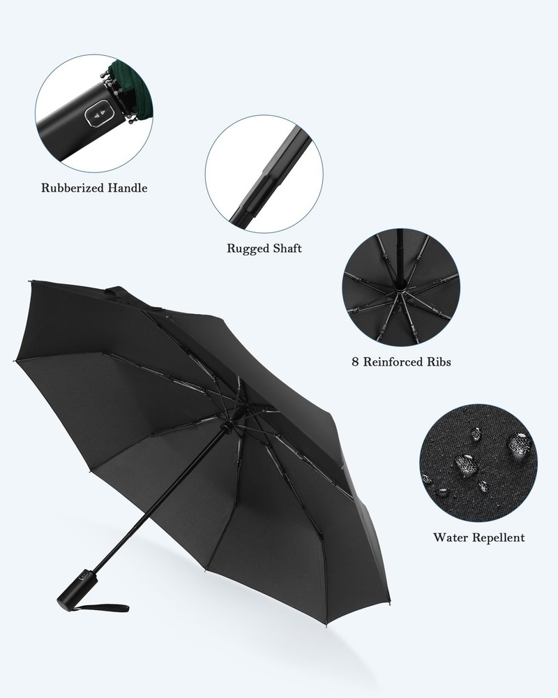 Travel Umbrella Windproof Compact Automatic Wind Resistant Folding Lightweight