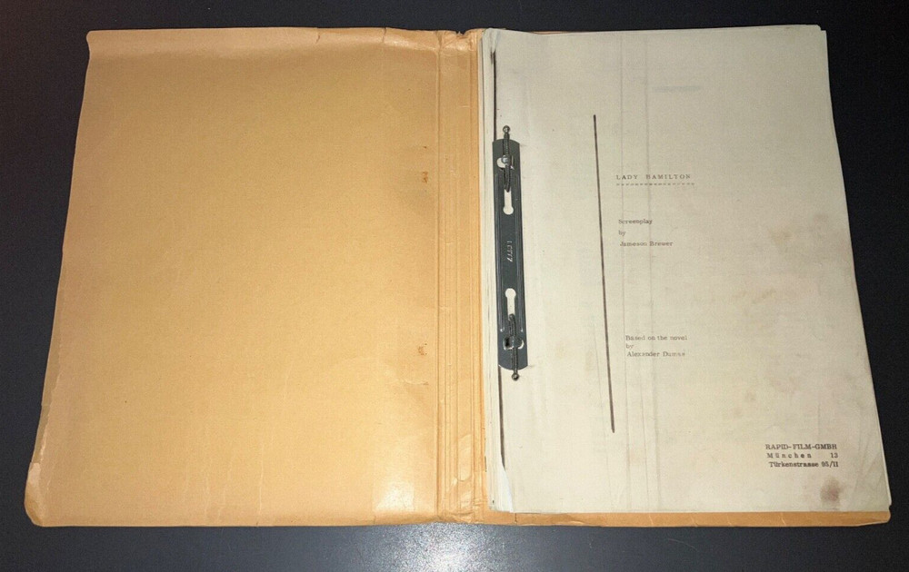 Original 1968 Emma Hamilton Movie Script 2nd Draft Historical Drama Notes COA