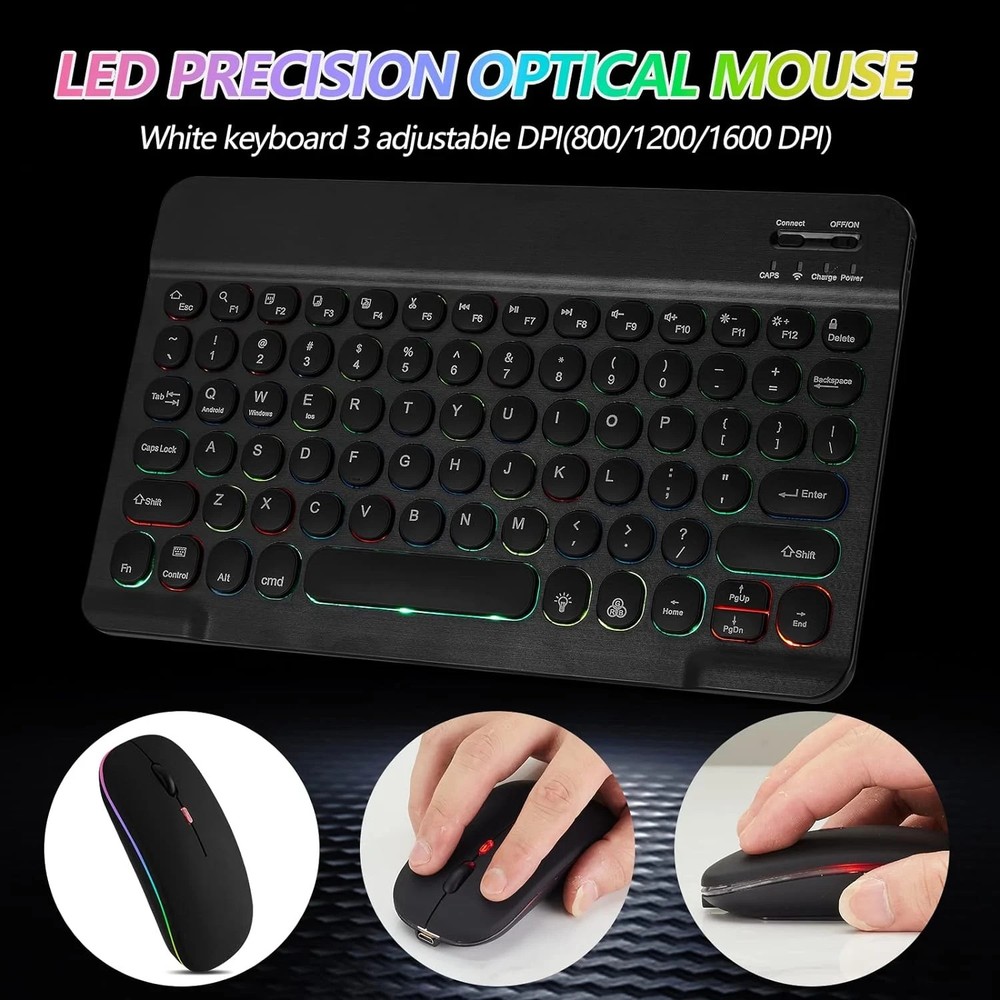 Bluetooth Keyboard and Mouse Combo for iPad - Rechargeable Wireless Keyboard.