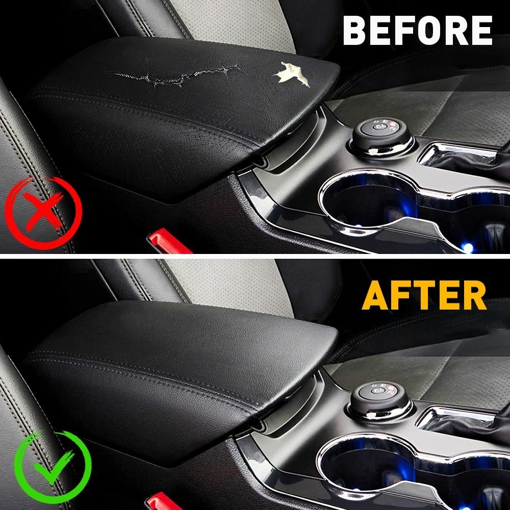 Fit 2011-2018 Explorer Ford Console Lid Armrest Cover Leather Replacement Black