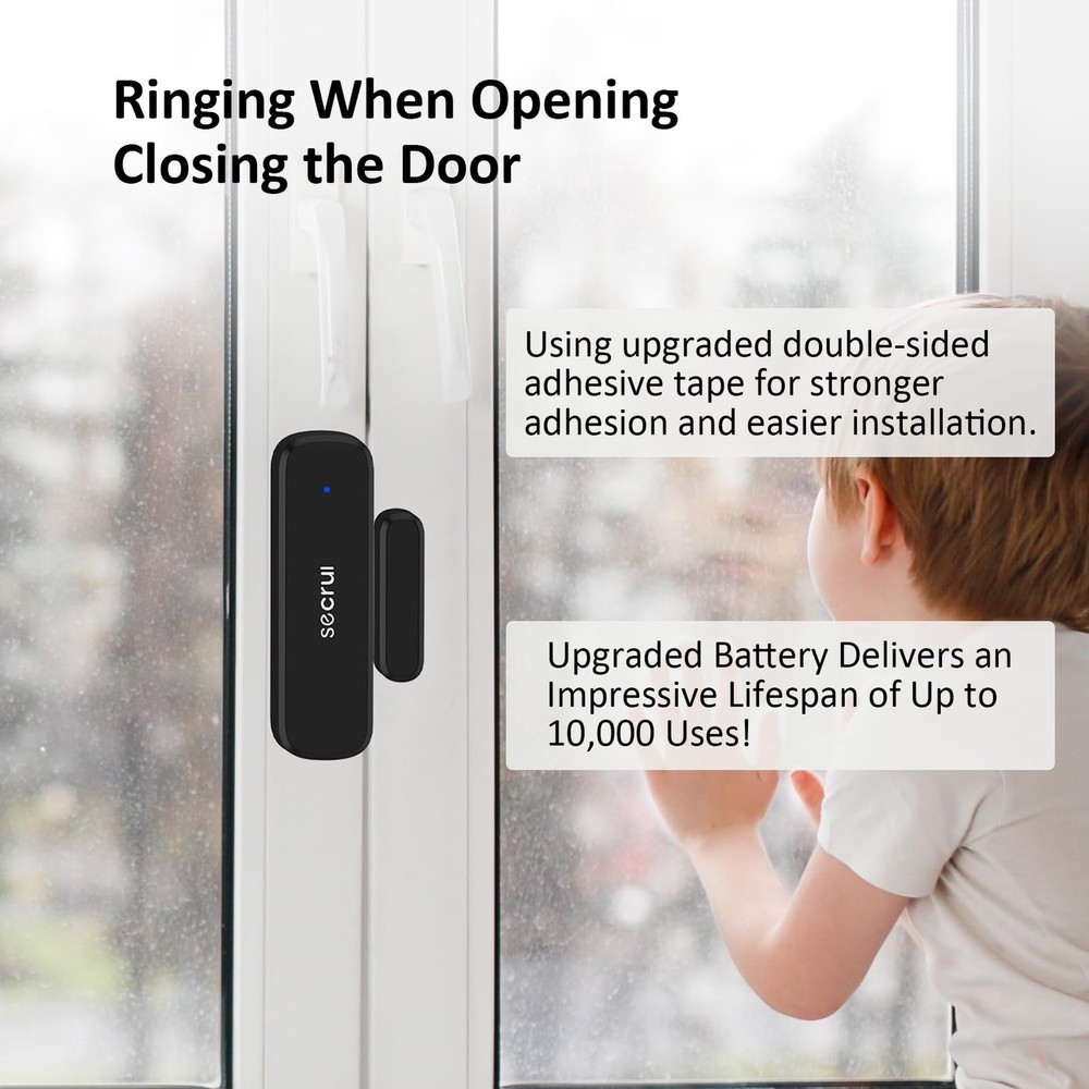 SECRUI Wireless Door Chimes When Entry for 1 sensor 1 receiver, Black