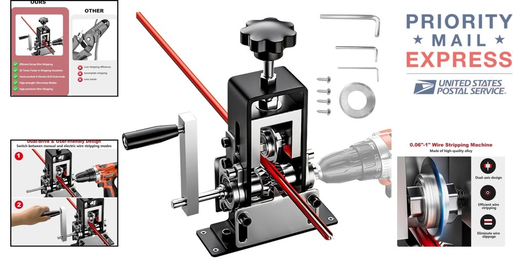 Precision Wire Stripper Tool with Adjustable Gauge for Efficient Recycling