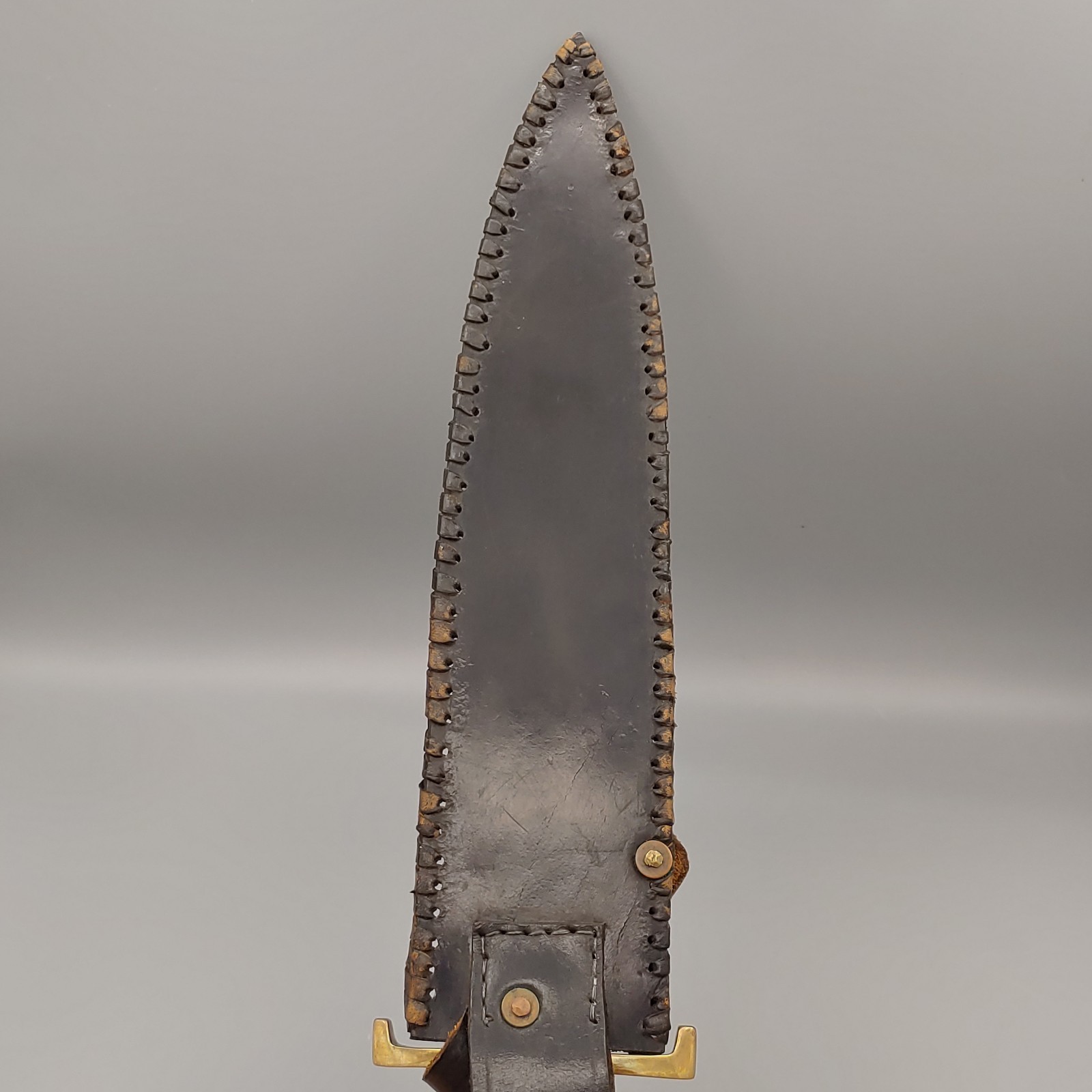 VTG Custom Arkansas Toothpick Knife Dagger w/ Sheath 19" walnut/brass handle 12"