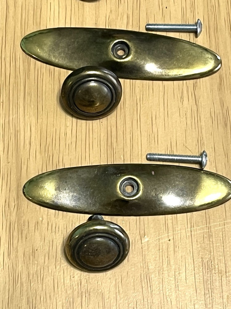 KBC 2 Brass Drawer Knobs Pulls W/ Backs Lot # N19381