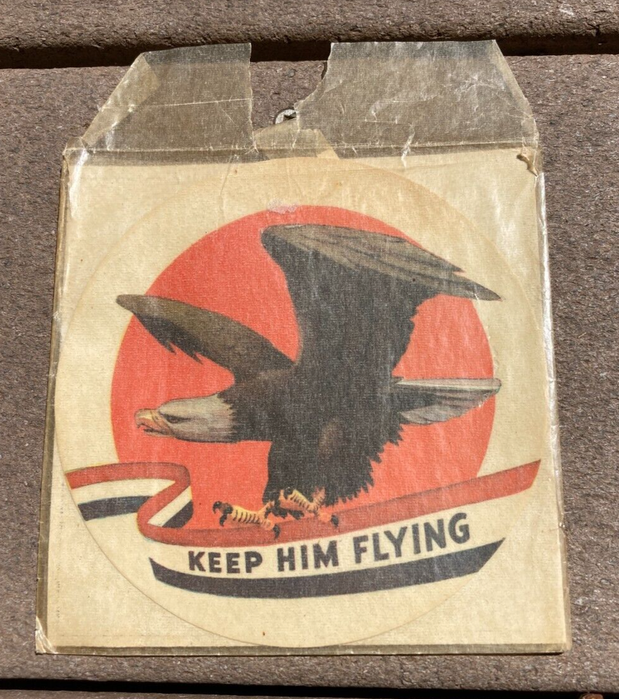 ORIGINAL WW2 US "KEEP HIM FLYING" PATRIOTIC HOME FRONT WINDOW/AUTO DECALS PACK