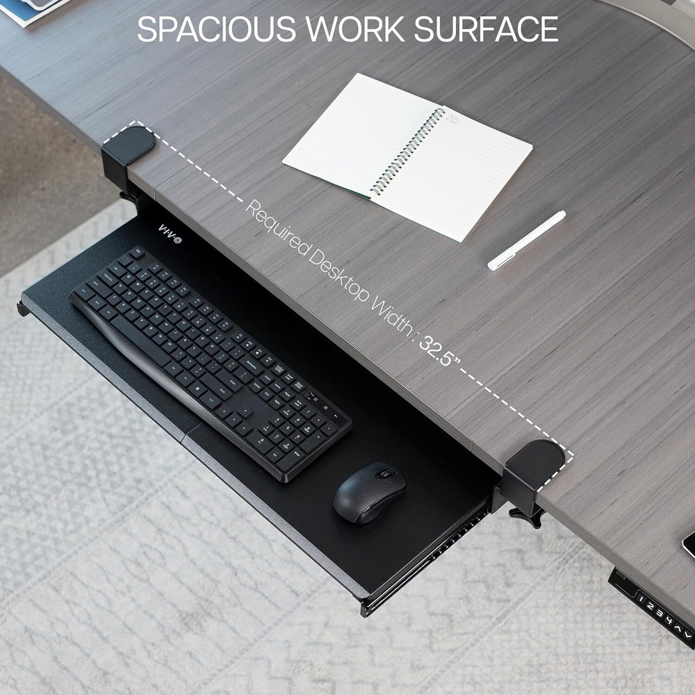 Large Keyboard Tray under Desk Pull Out with Extra Sturdy C Clamp Mount System
