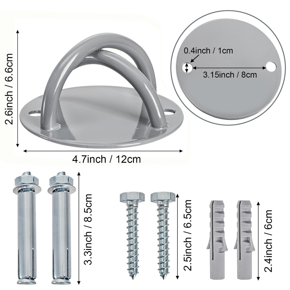 Faswin Wall Mount Bracket for Suspension Straps, Ceiling Anchor X Silver