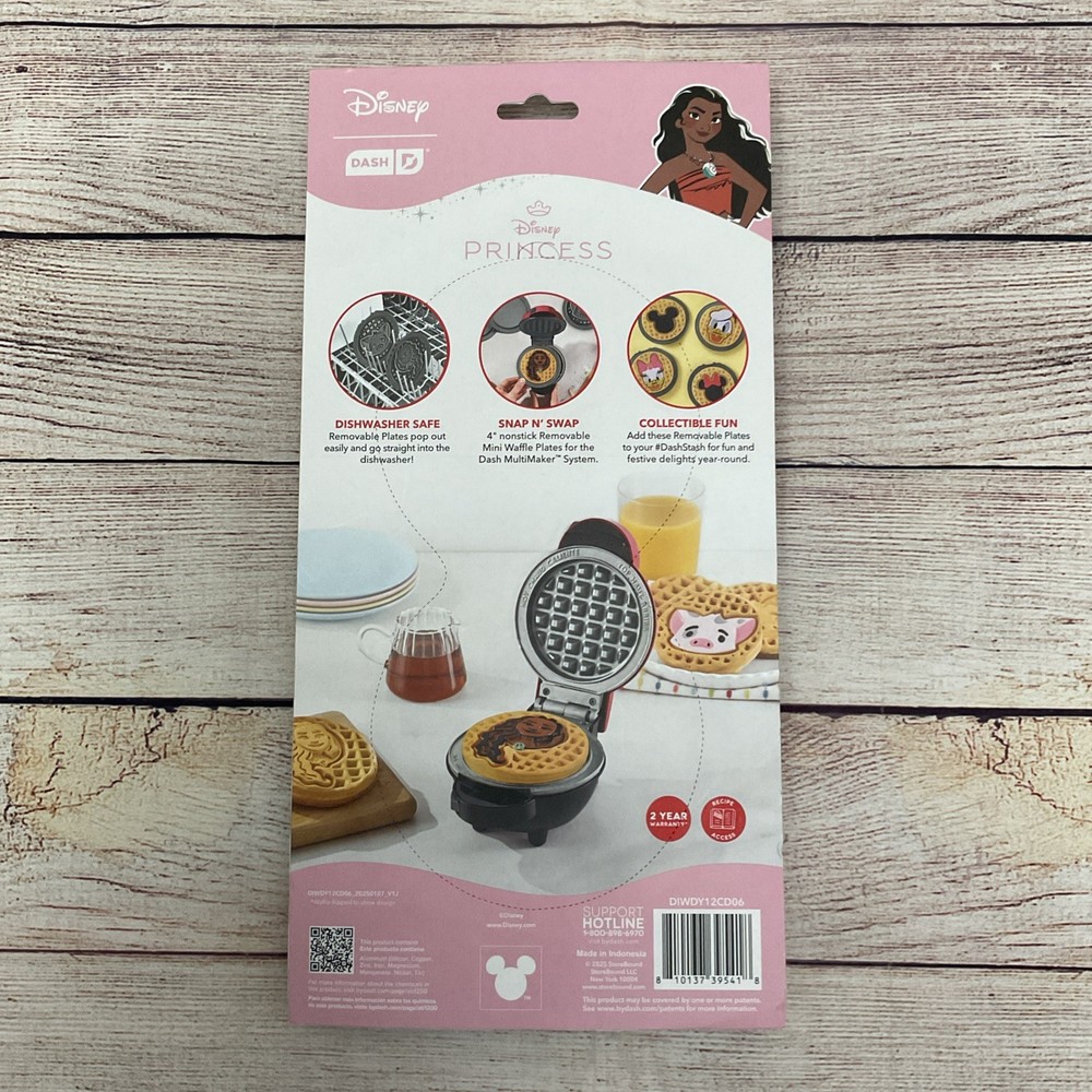 Disney Dash Multimaker Moana Mini Waffle Plates Removable Nonstick NEW