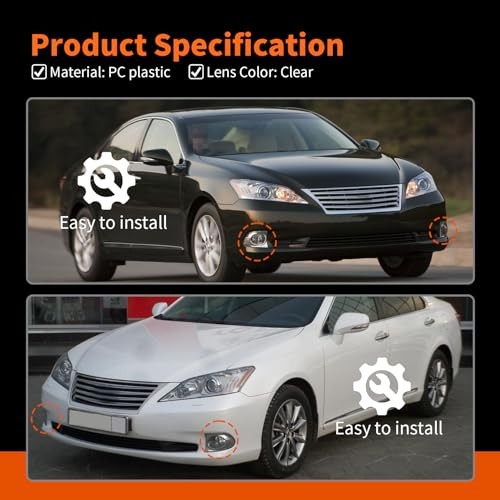 Fog Lights Assembly Compatible with ES350 2010 2011 2012 Pair Left & Right