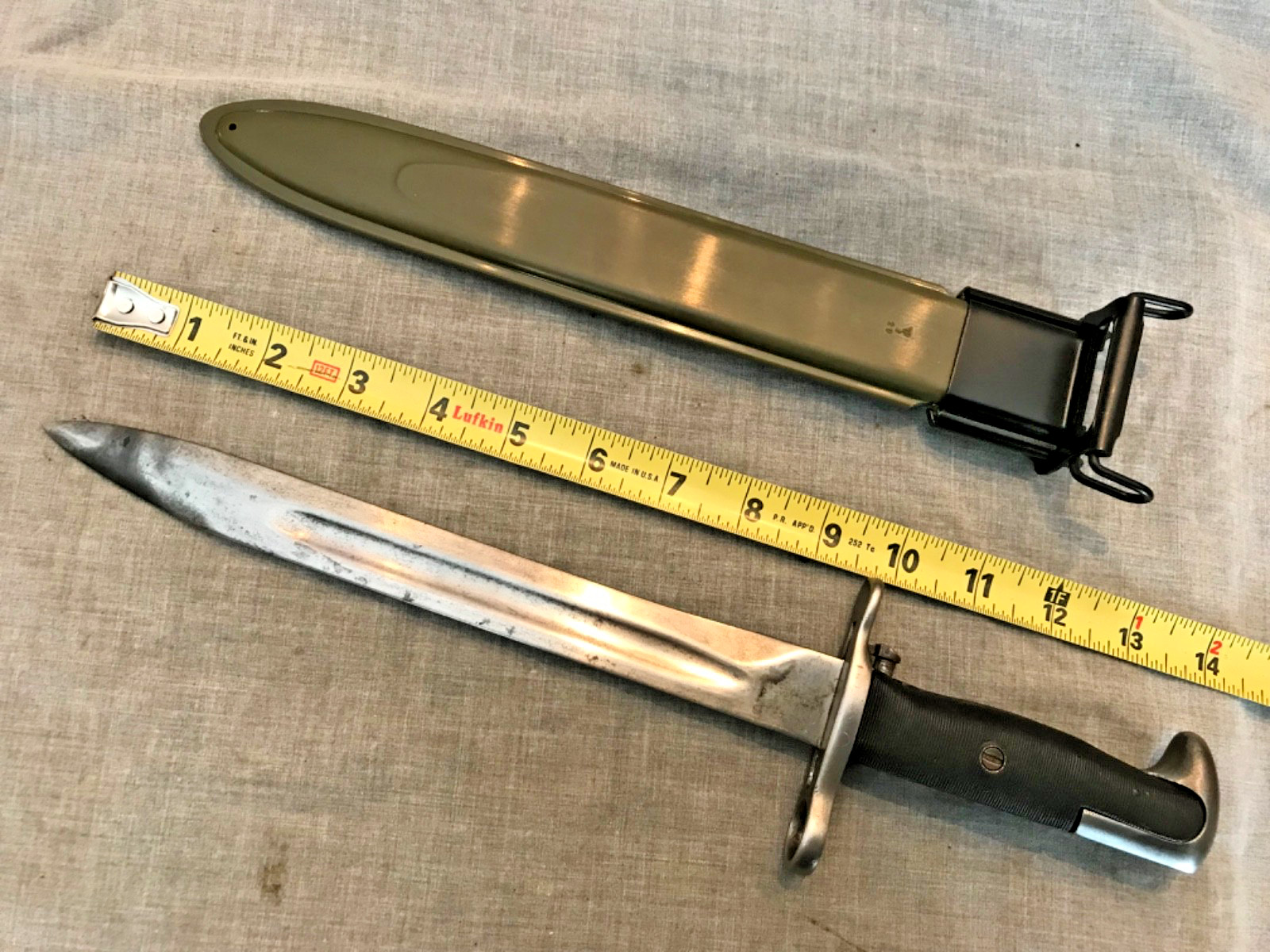US WWII AFH 10” M1 BAYONET & Scabbard* for U.S. WWII M1 Garand #2556