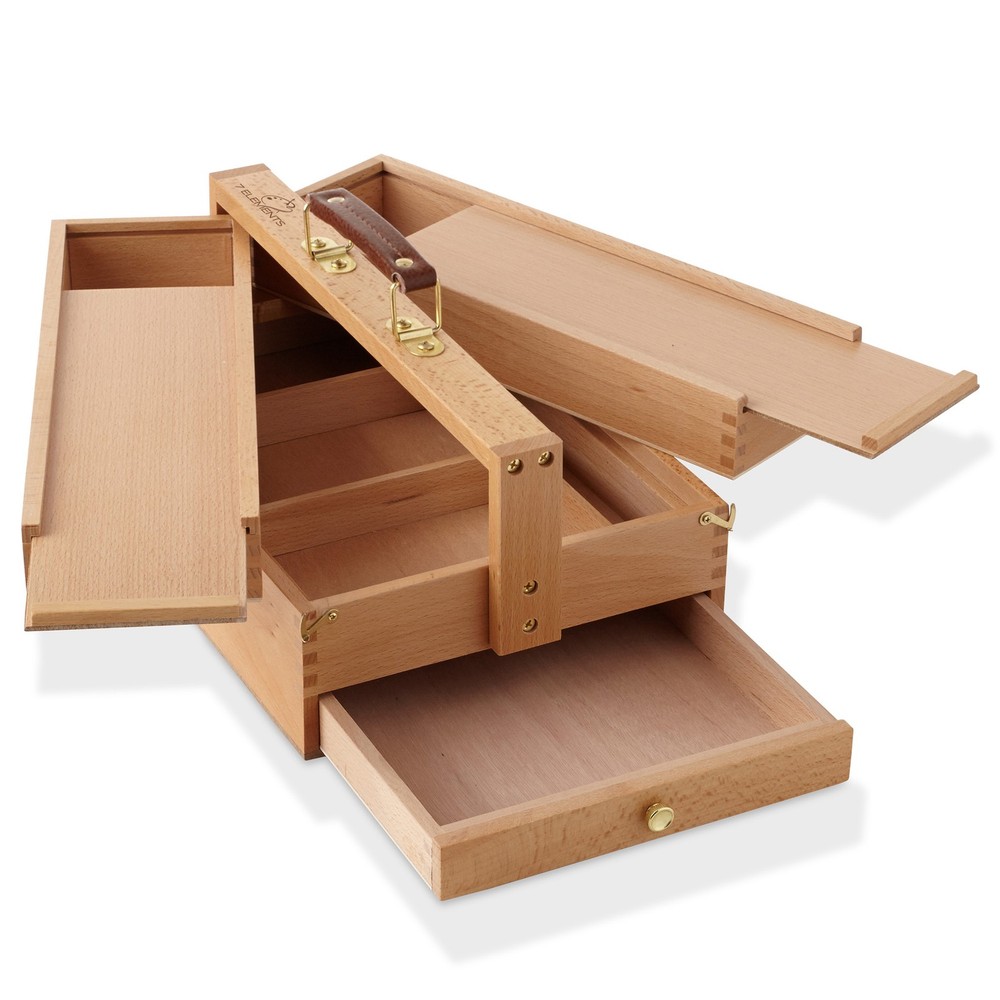 OPEN BOX - Large Multi-Function Wood Artist Tool & Brush Storage Organizer