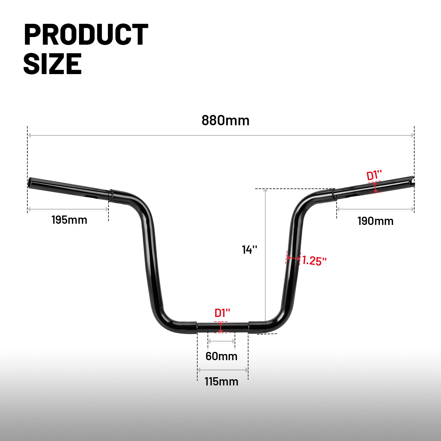 12" 14" 16" Rise Ape Hanger Bar Handlebar For Harley Softail Sportster Road King