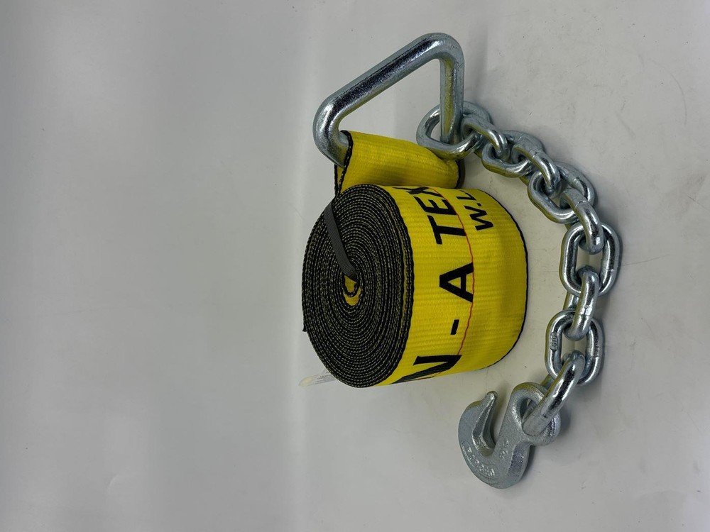 4"X27' Winch Strap with Chain Hook 4 Pack