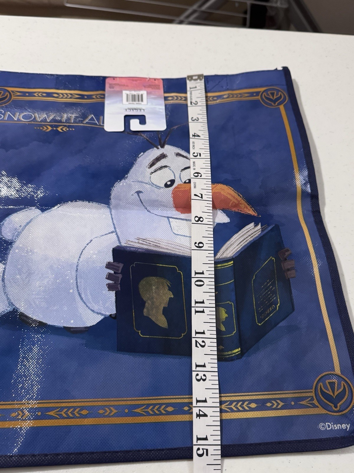 Disney Frozen Olaf "Snow-It-All" tote bag made of polypropylene 13X15X6 inches