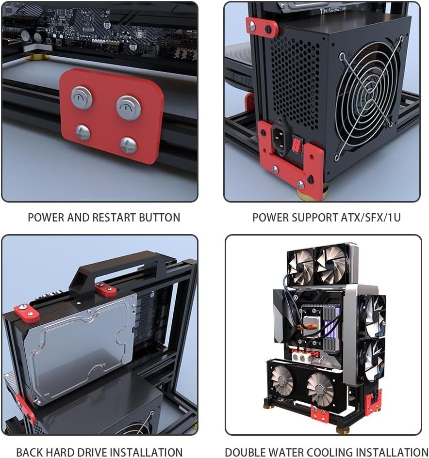 DIY Aluminium Pc Open Case Computer Chassis Test Bench Support Water Cooling