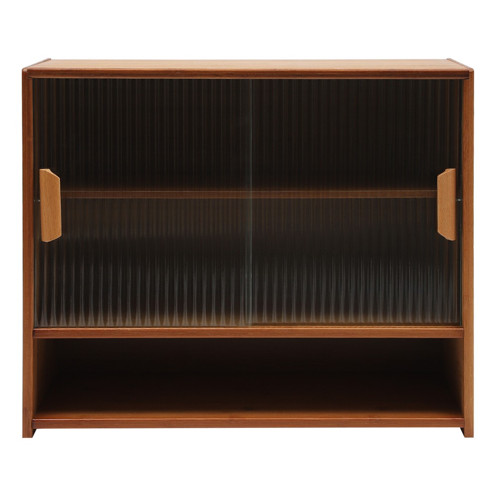 Small Bamboo Kitchen Pantry Sideboard with Sliding Doors and Ample Storage