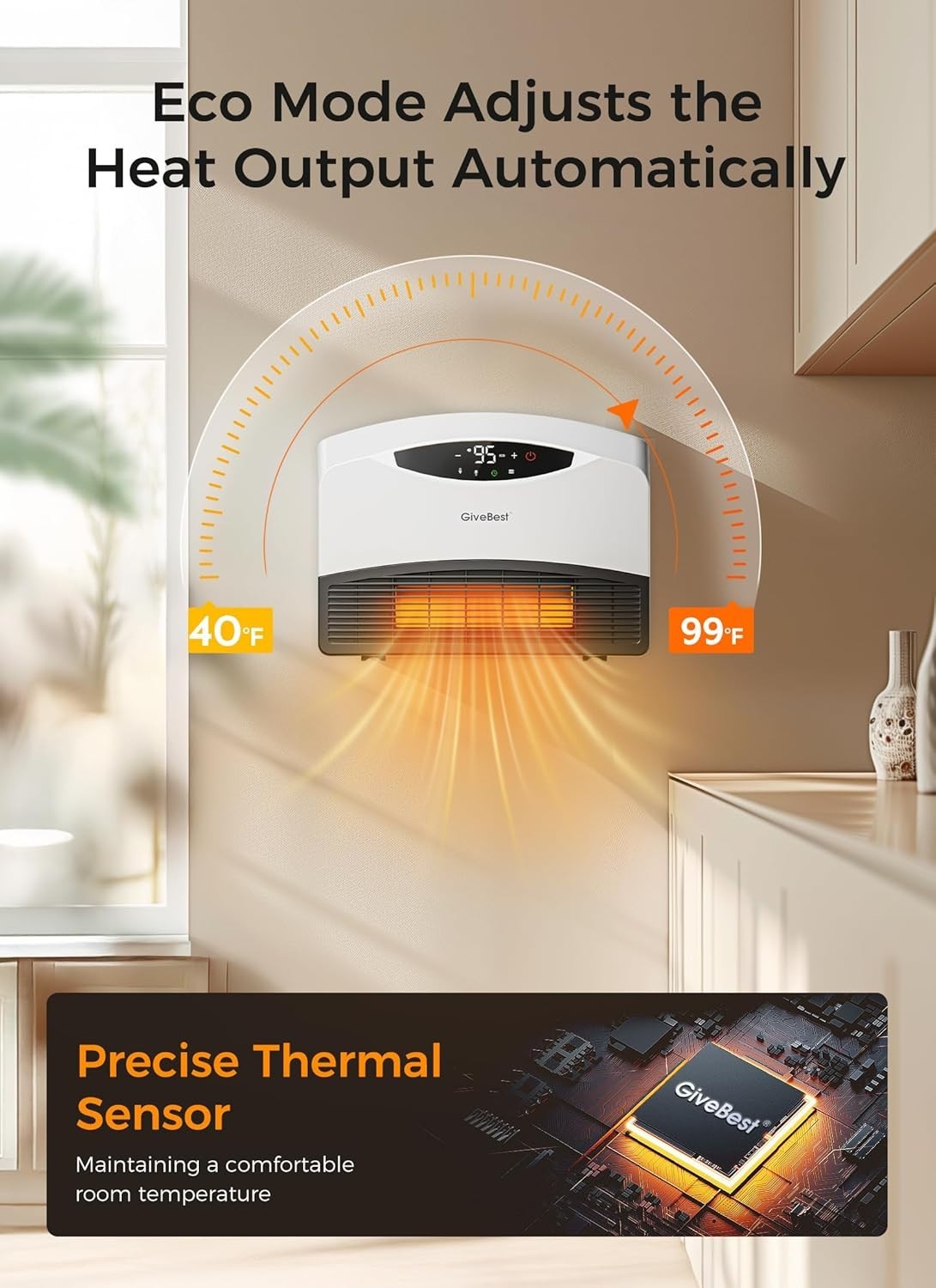 Electric Wall Heater with Wifi and Remote Control Floor or Wall 1500W