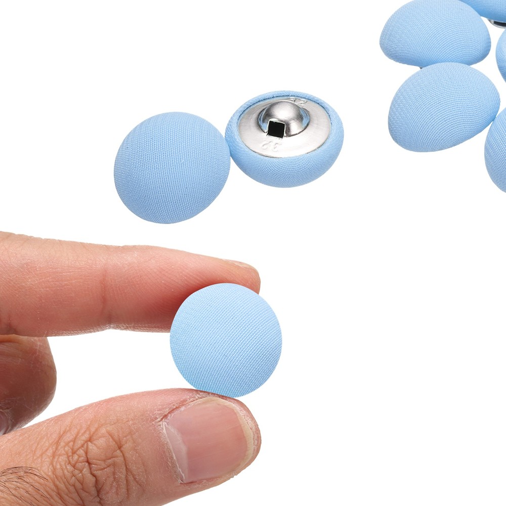 10pcs Fabric Cloth Covered Button 20mm Craft Round Sewing Button, Sky Blue