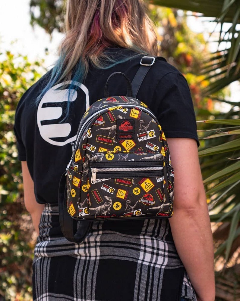 Loungefly Jurassic Park Warning Signs Mini-Backpack EE Exclusive 100% Authentic