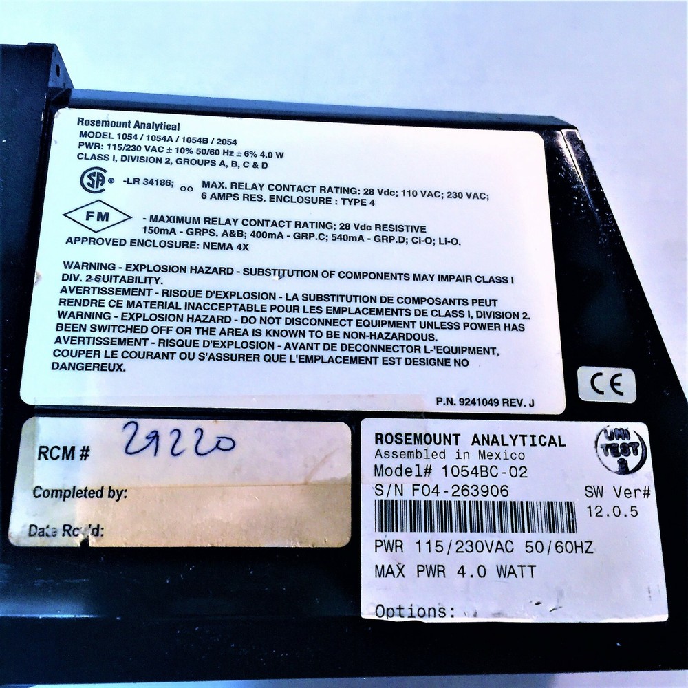 ROSEMOUNT ANALYTICAL 1054BC-02 CONDUCTIVITY ANALYZER