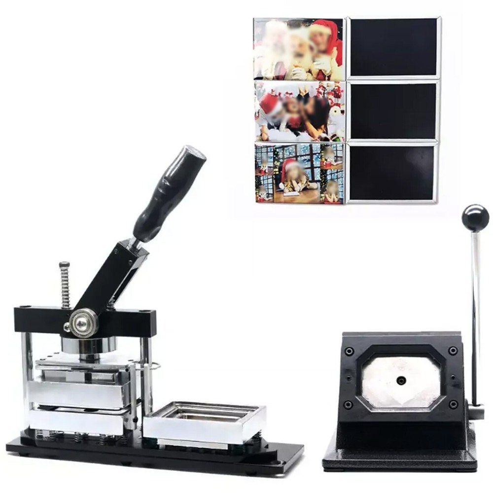 Fridge Magnet Badge Making Machine 80*53mm Rectangle Button Maker Kit W/Cutter