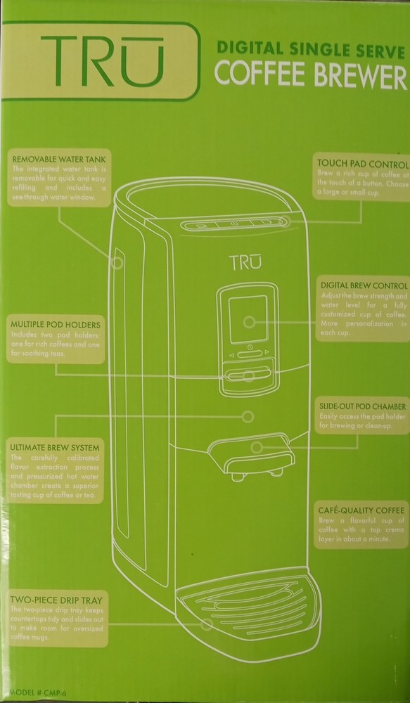 TRU DIGITAL Single Serve POD Coffee Brewer Adjustable Cafe Quality CMP-6 NEW