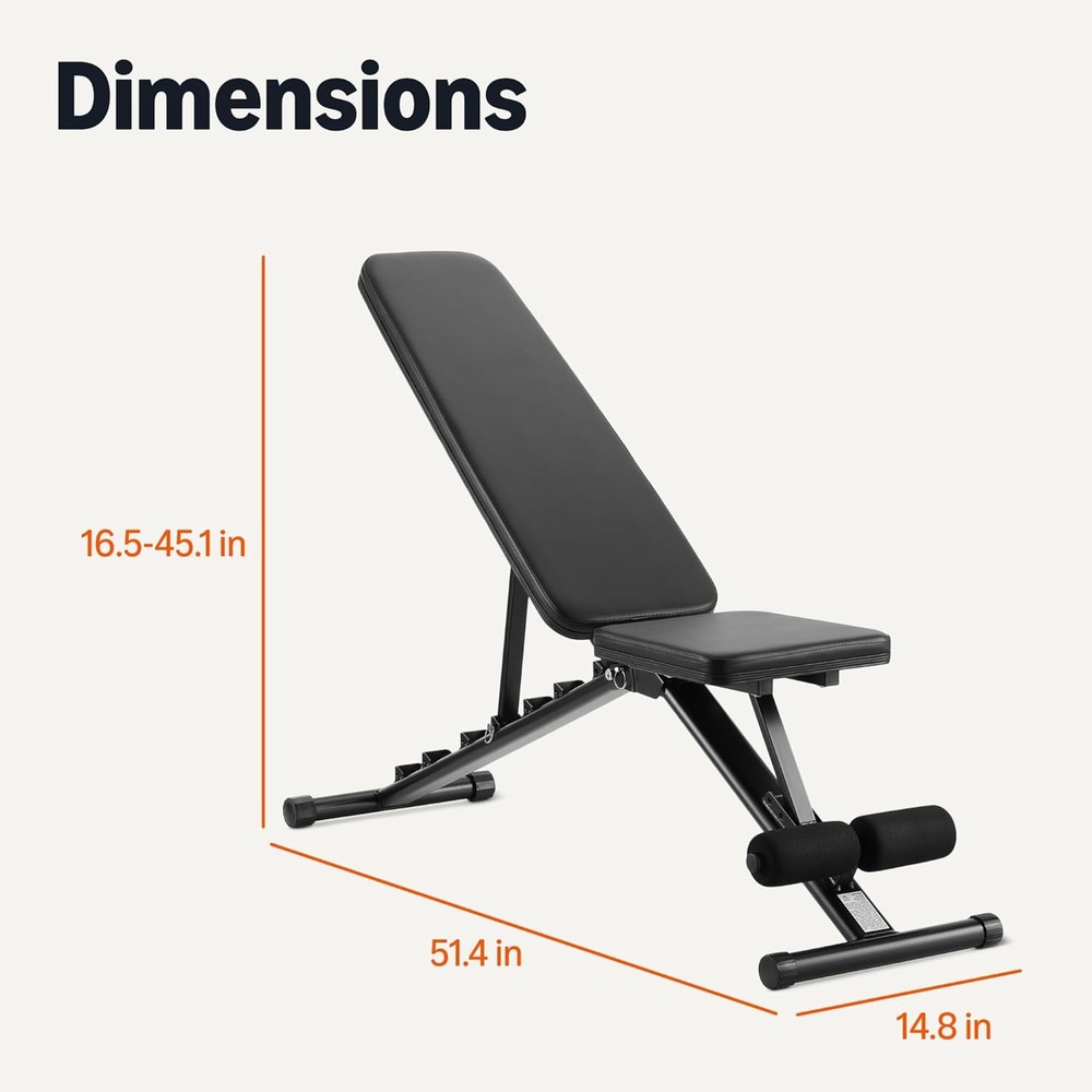 Adjustable Workout Weight Bench Press Foldable Home Gym Black