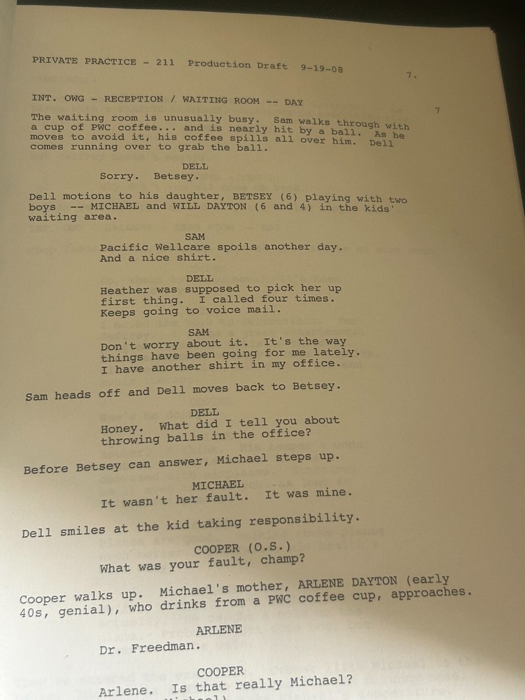 ORIGINAL SCRIPT PRIVATE PRACTICE CONTAMINATION KATE WALSH TIM DALY