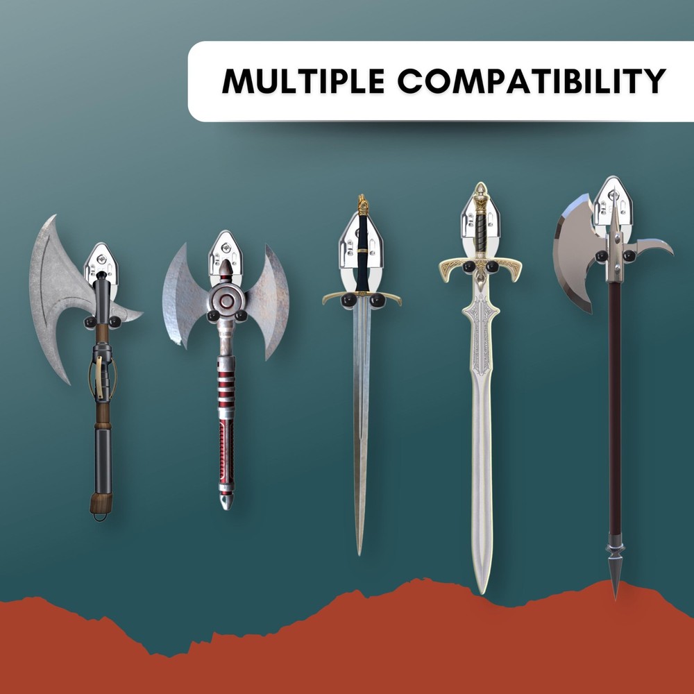 2x Vertical Sword Mount - Dagger Display Wall Hanger - Adjustable Multifuncti...