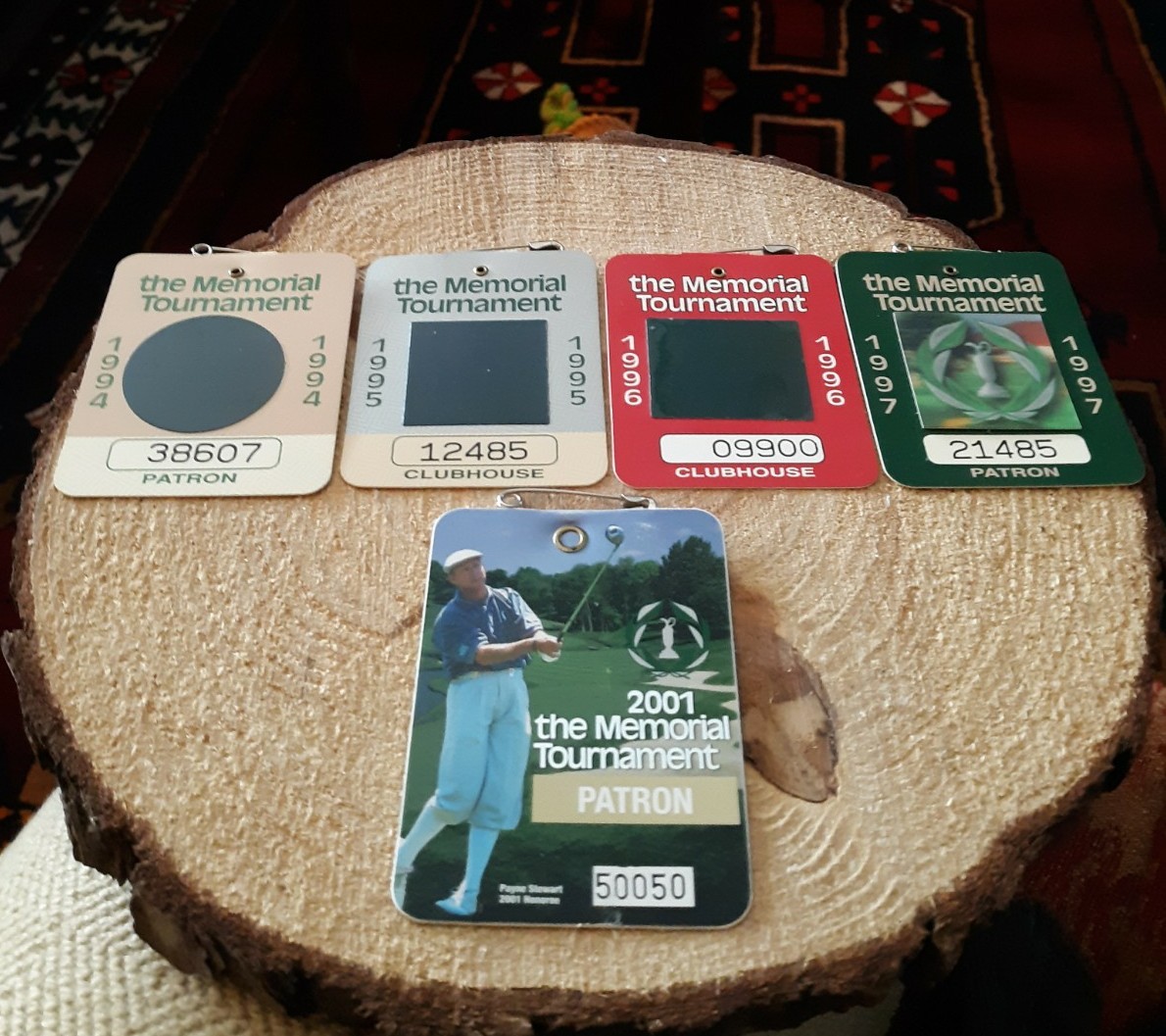 1994 1995 1996 1997 & 2001 Memorial Golf Tournament Patron & Clubhouse Badges